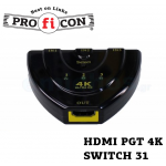 HDMI PGT 4K SWITCH 31 της Pro.fi.con άριστης ποιότητας οικονομικός επιλογέας 3 input manual Ultra HD V2.0 τριών εισόδων χειροκίνητος